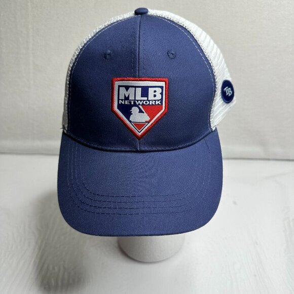 MLB Network Tampa Bay Rays Hat Cap Blue‎ White Mesh Snapback Game Promo Mens - Picture 1 of 7